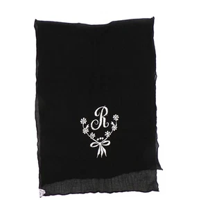 De Colección Verdaderamente Regal Triple Transparente Bordado Negro Bufanda R Monograma Rayón Cachicho - Imagen 1 de 4