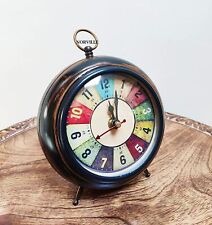 Antique Wooden Desk Clock - Mechanical Vintage Tabletop Decorative Gift Item