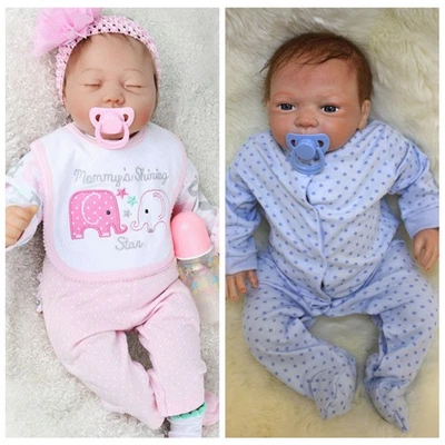 Muñeca de bebé renacida realista de 22 '' de silicona de vinilo realista recién nacida niño niña muñecas Foto 1 de 4