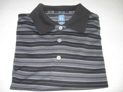 PGA TOUR Men's Airflux Black and Gray Strip Polo Polyester Shirt Sz XL Excellent - Image 1 of 4