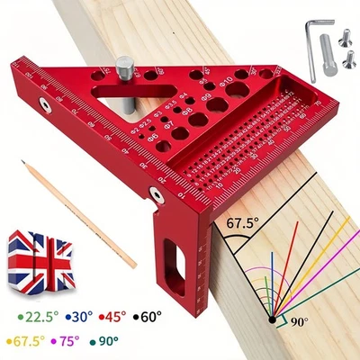 Angle Ruler Measuring Tool Square Protractor Woodworking Miter Triangle Ruler UK