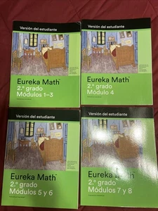 Spanish -Eureka Math - Grade 2 Student Edition Lot Of 4 Books Modules 1-8 SCHOOL - Picture 1 of 13