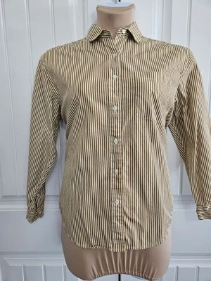 Blusa Brooks Brothers Cobre Blanco Rayas Manga Larga Abotonada Talla 10 Algodón Foto 1 de 4