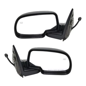 Side View Mirrors Power Heated Smooth Black with Puddle Pair For 00-02 Chevy GMC - Picture 1 of 12