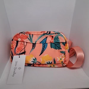 Vera Bradley Mini Gürteltasche Paradise Bright Coral Tropical Pattern 2 Reißverschlusstaschen - Bild 1 von 13