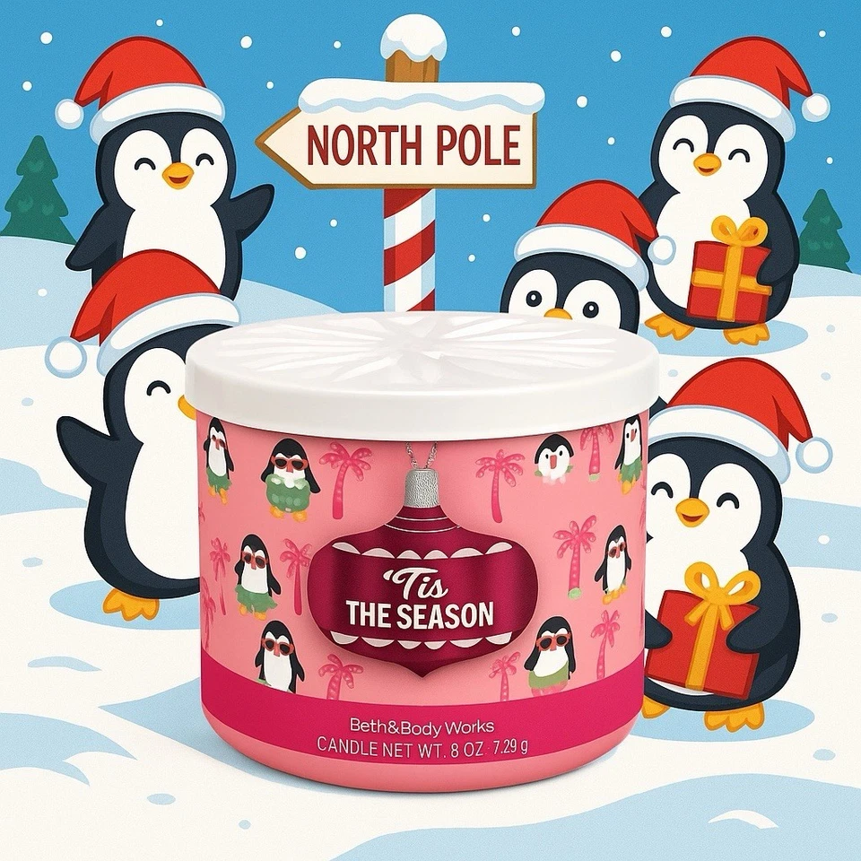 BATH & BODY WORKS TIS THE SEASON CANDLE SCENTED LARGE 3 WICKS 14.5oz. - Image 1 of 1