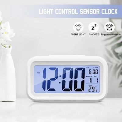 Digital LED Large Display Alarm Clock Battery Operated Mirror Face - Image 1 of 4