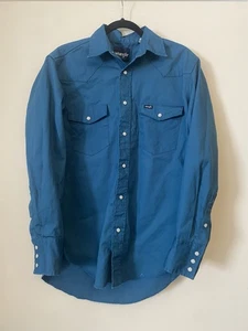 Wrangler Hemd Herren Größe Medium türkis blau Perlen Druckknopf Cowboy Western Button Down - Bild 1 von 9