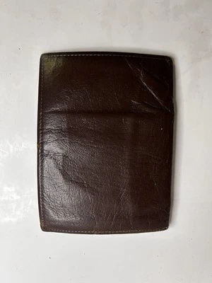 Billetera de cuero de becerro búfalo marrón plegable SWANK de colección Foto 1 de 4