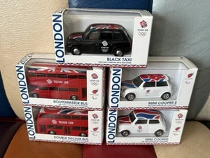 LONDON 2012 OLYMPICS - CORGI CLASSICS - MINI - MINI COOPER - X2 BUS - TAXI - - Picture 1 of 8