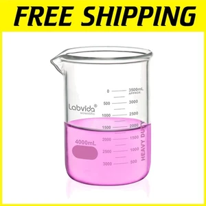 4000ml Heavy Duty Glass Beakers - Double Scale Graduation - Picture 1 of 11