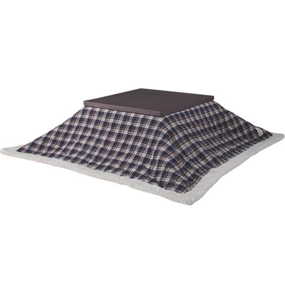 AZUMAYA Kotatsu Futon Comforter Square 75" x 75" Navy Brown Plaid Quilt KK-103BL