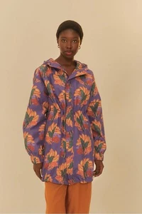 FARM RIO MULTICOLOURED PURPLE PARAKEET PRINT RAINCOAT SIZE S UK 8 - Picture 1 of 9