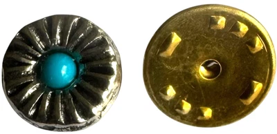 Petite Silver Tone Tie Tack – Turquoise Accent, Classic Western Style - Image 1 of 4