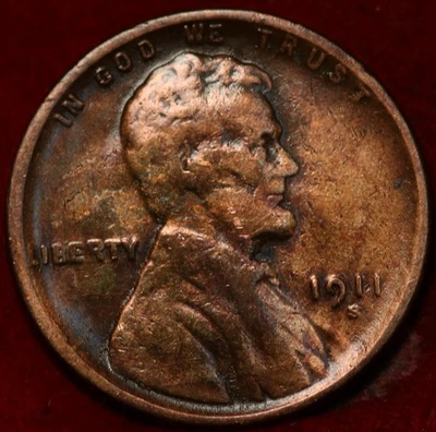 1911-S San Francisco Mint Copper Lincoln Wheat Cent - Image 1 of 2