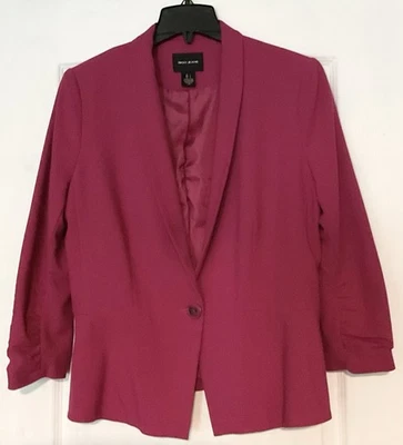 Jaqueta Blazer Feminina DKNY Jeans Manga Ruched Tamanho G, Rosa Fúcsia - Imagem 1 de 4
