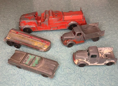 Tootsie Toy Diecast Lot - Oldsmobile - Fire Truck - Tanker - Tow and Dump Truck - Image 1 of 4