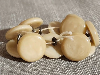 Vintage Cream Pearl Ivory Colored Round Shank Buttons Set of 12 9/16" - Image 1 of 2