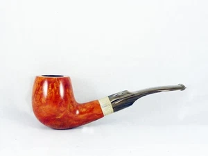 briar pipe Volkan Alberto Paronelli smooth Tobacco Pipe bent silver ring pfeife - Picture 1 of 6