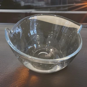 Vintage Krosno Poland Hand Blown Crystal Art Deco Bowl 9” x 5.75” Acid Signed - Picture 1 of 6
