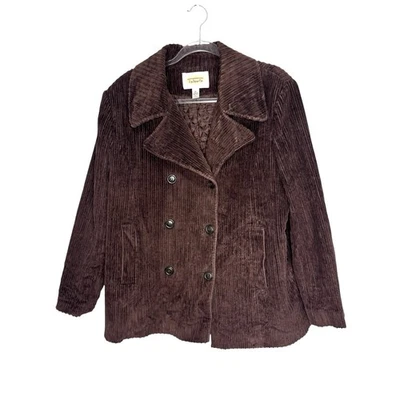 Vintage Talbots Size 16 Wide Wale Corduroy Jacket Double Breasted Brown - Image 1 of 4