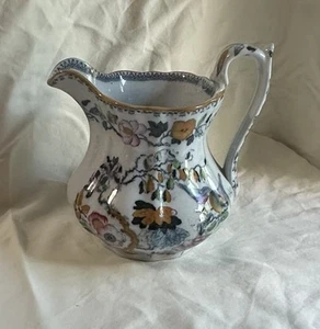 Water Pitcher. Masons Ironstone Colorful Birds and Flowers. Circa 1825. 7 1/4" - Picture 1 of 10
