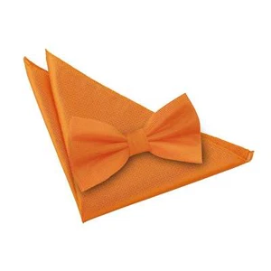 Juego de pajarita y cuadrado de bolsillo Celosia naranja liso a cuadros lisos para hombre por DQT - Imagen 1 de 3