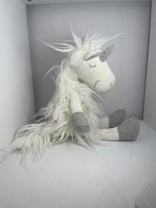 Restoration Hardware Baby & Child Fuzzy Long Haired White Stuffed Unicorn - Picture 1 of 10