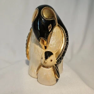 Artesania Rinconada Emperor Penguin Figurine Mother Chick Silver Anniv Gold Plat - Picture 1 of 14