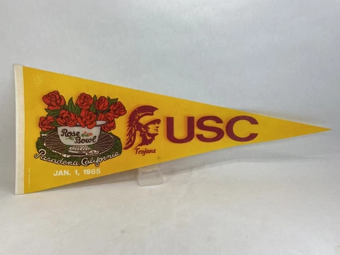 Rose Bowl Pennant 1985 USC Trojans Football vs Ohio State Buckeyes *Read Notes Cover