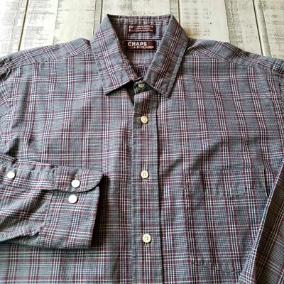 Camisa De Colección Chaps Ralph Lauren Para Hombres 16/34-35 Vestido Tartán Cuadros Preppy  Foto 1 de 4