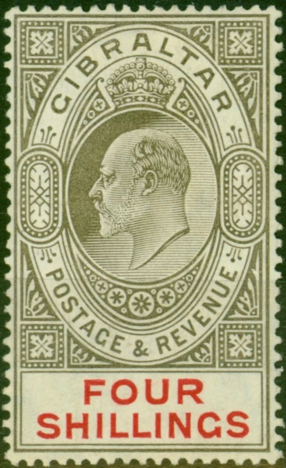 Gibraltar 1910 4d Black & Carmine SG73 Fine & Fresh LMM - Image 1 of 1