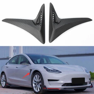 Decoración de guardabarros lateral de ventilación de flujo de aire de fibra de carbono mate para Tesla Modelo 3 2017-2022 - Imagen 1 de 5
