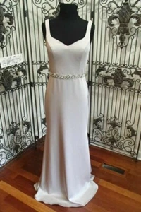 V1101 MARSONI M208 SZ 6 SILVER $425 #4351 V50 BLACK TIE FORMAL GOWN DRESS - Picture 1 of 11