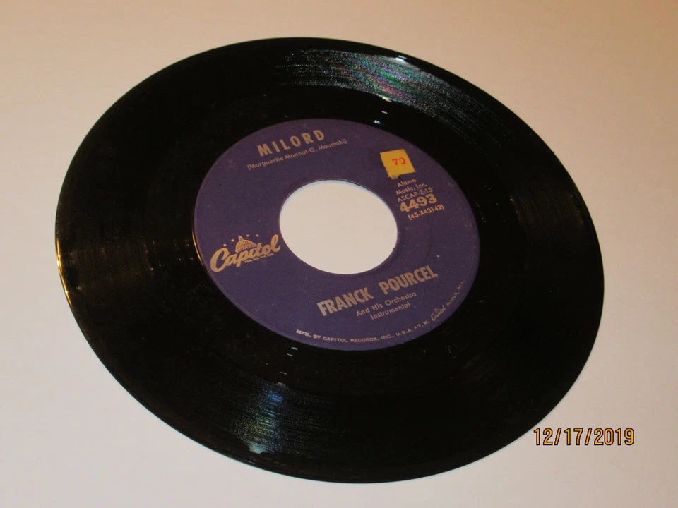 Frank Pourcel: Milord / Edith Piaf / Milord / 45 Rpm 1961 VG+ Foto 1 de 2