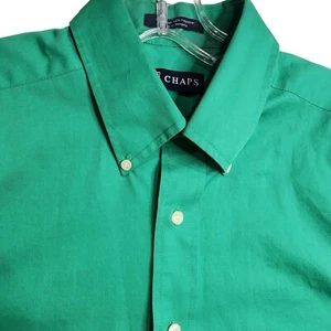 Camisa de vestir informal de manga larga con botones sin arrugas Chaps para hombre talla M 32/33 - Imagen 1 de 9