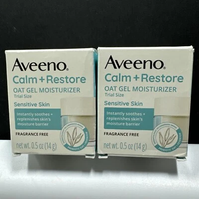 (2x) Aveeno Calm+Restore OatGel Face Moisturizer Sensitive Skin  0.5oz(14g)/each - Image 1 of 4