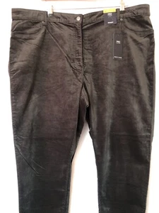 M&S Khaki Modal Blend Silky Velvet Skinny Trousers 24 Long - Picture 1 of 20