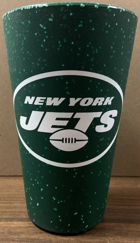 NEW YORK JETS GREEN SPECKLE 16 OZ SILICONE PINT GLASS NEW WINCRAFT ✈️ Cover