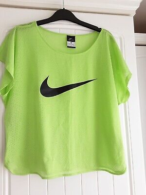 Lime Green Nike Gym T-shirt Top Cover Up Size XL 16 VGC Transparent Workout • 9.17€