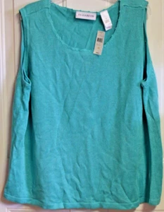 Elisabeth by Liz Claiborne Womens 3X Teal Turquoise Sleeveless Sweater Tank NWT - Picture 1 of 6