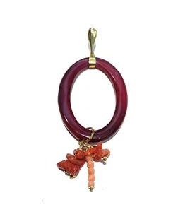 Affe Ohrring mit Naturhorn und Koralle - Unikat Handarbeit by diWa Jewels - Bild 1 von 2