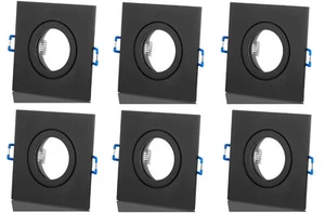 6x Feuchtraum ALU Einbaustrahler Schwarz Eckig Klickverschluss IP44 GU10 GU5.3 - Bild 1 von 2