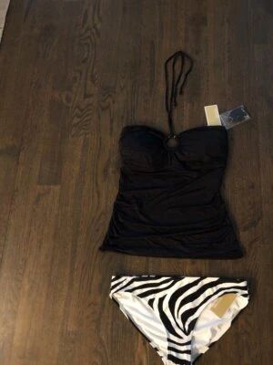 MICHAEL KORS BLACK TANKINI SWIMSUIT SIZE LARGE - Image 1 of 4