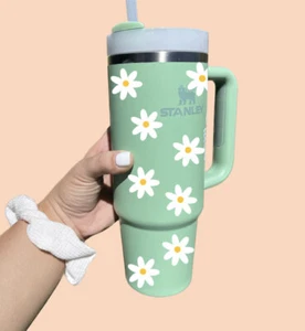 Accessories For Stanley Cup 40oz 30oz Flower Floral Daisy Vinyl Sticker Decal - Picture 1 of 4