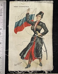 RUSSIA Flag Antique Tobacco Silk Nebo Cigarettes Russian Beauty Black Dress JCS - Picture 1 of 6