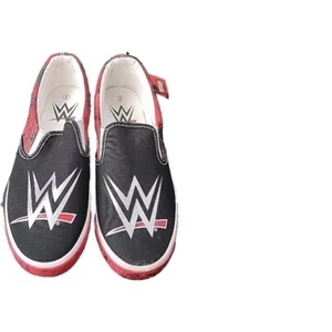 WWE Canvas Sneaker Shoe Sz 9 Slip On New Red Black Official Licensed Product Uni - Picture 1 of 8