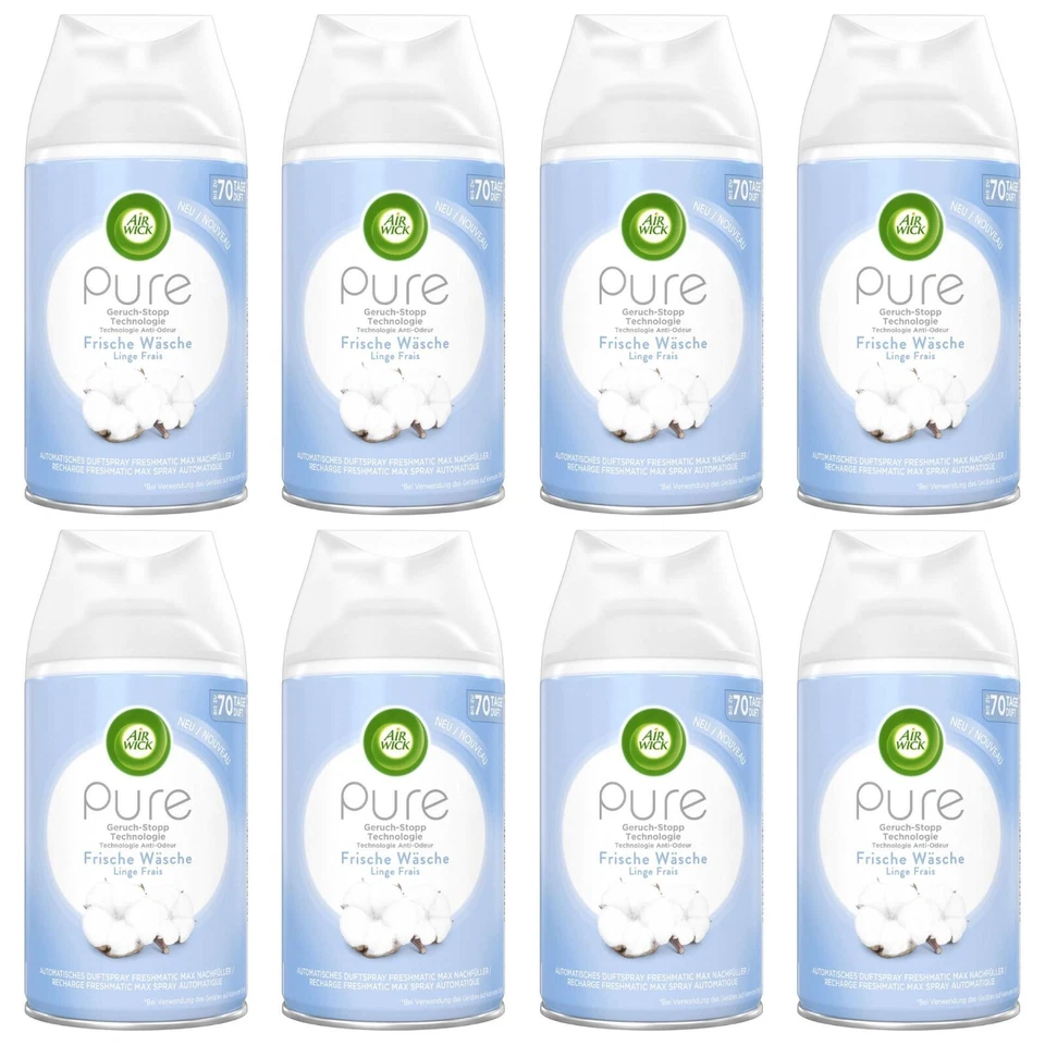 Air Wick pure Soft Cotton Freshmatic-Nachfüllung für Air Wick-Autosprühgeräte - 4x250ml