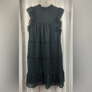 Abito corto nero Who What Wear collo alto a strati cottage core donna M - Foto 1 di 16