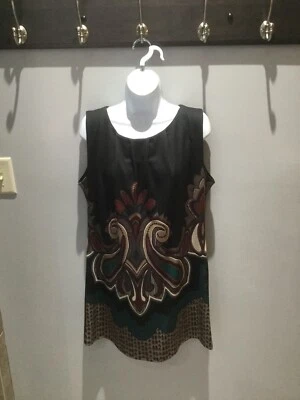 女式 Studio 1 夏季连衣裙。 12码 黑佩斯利印花 二手状况完好 — 第 1/4 张图片